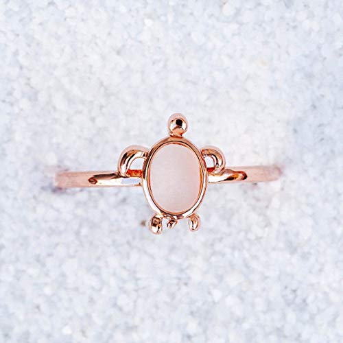 Pura Vida Rose Gold-Plated Sea Turtle Ring - Sterling Silver Band Design - Sizes 5-92