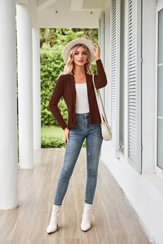 Image of GRACE KARIN Women's Lightweight Peplum Cardigan Sweaters Open Front Cropped Cardigan Long Sleeve Trendy Summer Knit Tops