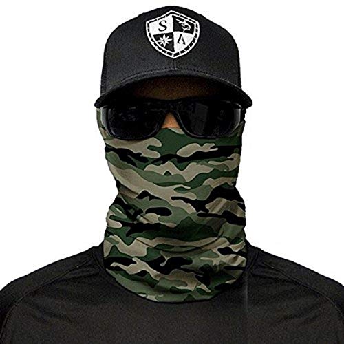 SA Fishing Face Shields - 40 diseños para Elegir, Bandana Multifuncional, Bufanda, Cuello y Bufanda de Calidad SPF 40 de SA Company, Camuflaje Militar Verde Cover