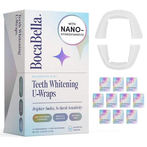 Teeth Whitening U-Wraps - 15% Hydrogen Peroxide & Nano-Hydroxyapatite - Enamel Safe for Sensitive Teeth - Up to 23 Shades Whiter - 10 Treatments