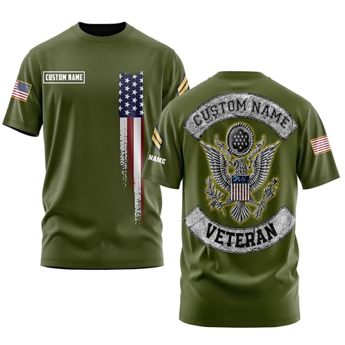 Personalized Veteran & Military Rank Insignia T-Shirt, Army T-Shirt for Men, Army Veteran Shirt for...