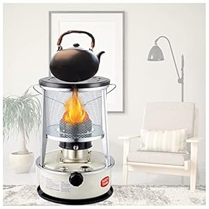 Draagbare kerosine-brander 10000 BTU campingkachel, niet-elektrisch, duurzaam roestvrijstalen kampfornuis, 6 l, met 6 lonten + kookzak, voor restaurant, balkon, binnen, kerosineverwarming