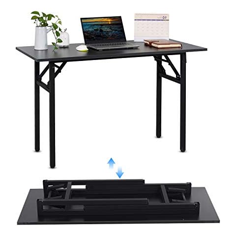 jeffordoutlet Computer Desk, 100 * 50 cm Black Folding Folding Portable Working,Study Desk Table for Small Space,Living Room,Bedroom Camping Furniture Cover