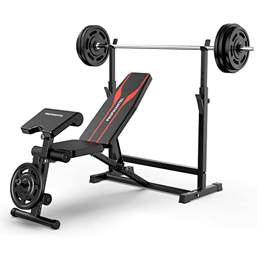 Adjustable Weight Bench, Olympic Workout Bench, Bench Press Set with