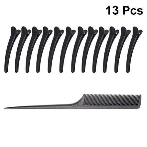 KALLORY Hair Styling Accessories 13 Pcs No Crease Hair Clip Barber Hair Clip Duck Billed Hair Clips Styling Clips Hairdressing Clamps with Comb Sectioning Hair Clips - Image 2