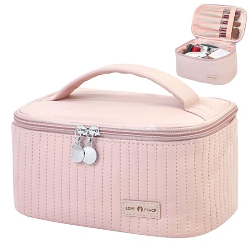 Yuilgdo Makeup Bag Travel Cosmetic Bag, Large Capacity Makeup Organizer Bag and Storage, Portable PU Leather Pouch Toiletry Bag Make up Organizer, Cosmetic Bags for Women