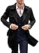 PASLTER Herren-Trenchcoat, gekerbtes Revers, zweireihig, lang, Windbreaker, Übermantel, Erbsenmantel, Schwarz, M
