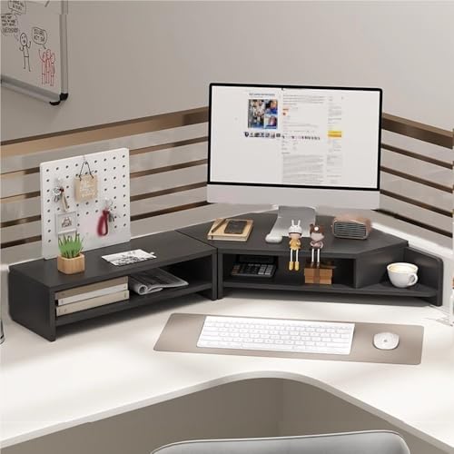 Support moniteur double et pc portable étagère d'angle bureau - 2