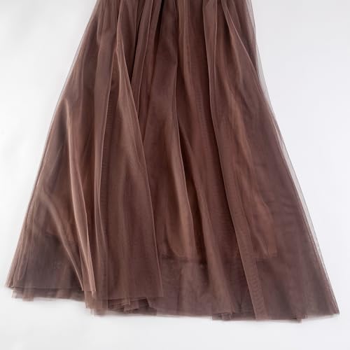 Summer Sweety Solid Elastic Waist Tulle All Match Flare Women Maxi Skirt4