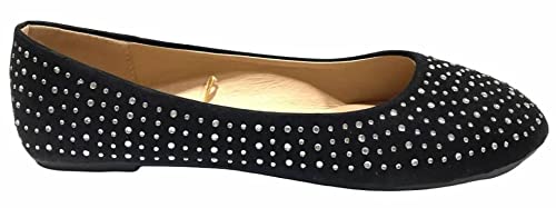 Image of Shoes 18 Womens Faux Suede Rhinestone Ballerina Ballet Flats Shoes