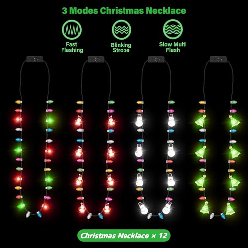 Image of Christmas Necklace, 4PCS Light up Christmas Necklace Party Accessories