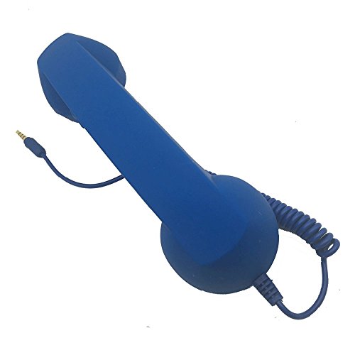 DONG 3.5mm Retro Phone Telephone Radiation-Proof Receivers Cellphone Handset for Phone 4 5 6 7 Classic Headphone MIC Microphone (Blue)
