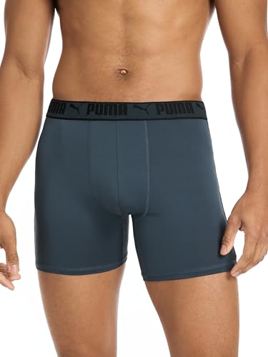 Puma Herren-Boxershorts, 5er-Pack, Trainingspassform, Schwarz/Grün, Größe M – Ansicht 2
