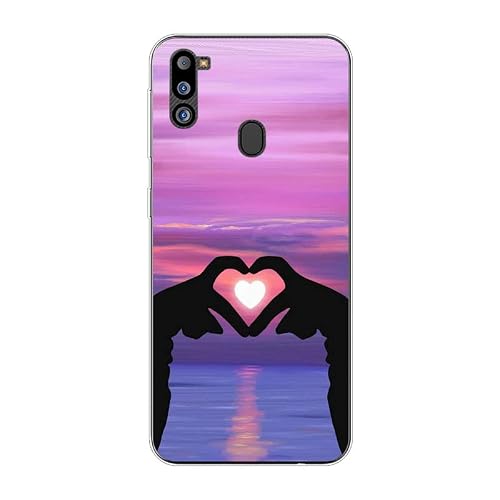 KARTXITAI Case Compatible with Samsung Galaxy M21 2021,Shockproof Slim Thin Silicone Protective Anti-Fingerprint Anti-Scratch Anti-Fall Phone Cover - Love,Sky,Sunset,Glow,Lovers