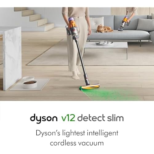 Dyson V12 Detect Slim Cordless Vacuum Cleaner,Yellow/Iron (Renewed), Large