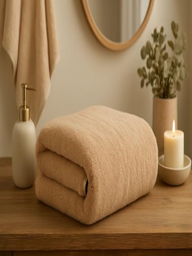 Image of Fezora Microfiber Bath Towel for Men & Women - Large Size 70x140 cm, 400 GSM, Ultra Soft, Quick Dry, Lightweight & Super Absorbent Towel for Bathroom, Gym, Spa, Travel & Swimming (Beige)