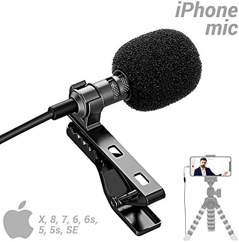 Lav Mic for iPhone - iPhone iPad Microphone for Video Recording - Great Lav Mic for iPhone 7, 8, X, 11 - ASMR Microphone for iPhone 6, 7, 8, X, 11