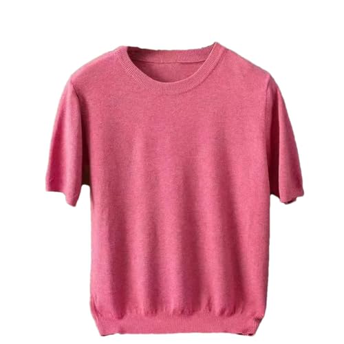 Men's Summer 100% Cashmere Short Sleeve O-Neck Sweater Breathable Regular Fit Solid Casual Knitwear