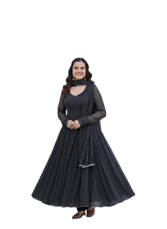 Women's Georgette Anarkali Gown with Dupatta Set | Festive | Traditional | Wedding 190_Aarohi-image-8