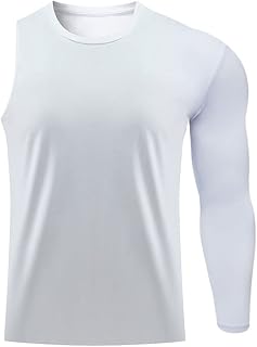 Jonscart Men's Athletic Single Sleeve One Arm 1/2 Compression Shirt Sports Tight Base Layer Workout Underwear Active (White-Left-Long,XX-Large)