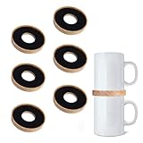JstFrU 6 Pack Wooden Coffee Mug Stackers, Mug Organizer for Kitchen Cabinet,Equipped with Food Grade Non-Slip Pad,Only for Mugs with a Calibre ≤3.93 inches,Save Cupboard 50% Space