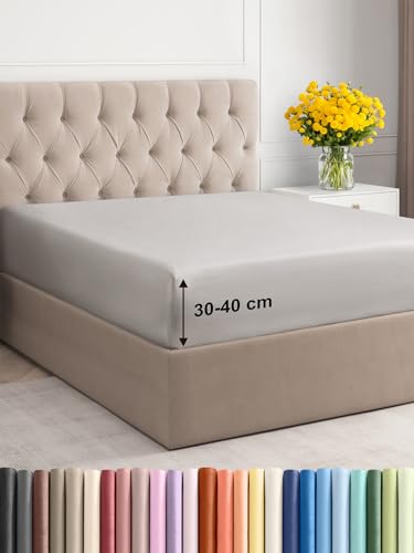 Spannbettlaken 180x200cm - Extra Tiefes Spannbetttuch für Matratzen bis 40 cm (16') Höhe - Weiche Gebürstete Polyester Mikrofaser - Knitterfrei,...