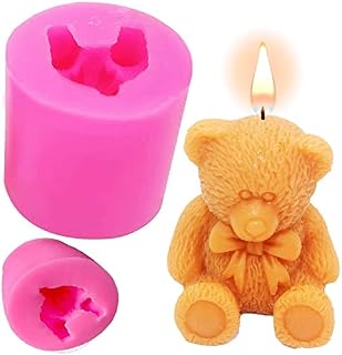 3D Teddy Bear Shape Silicone Candle Soap Making Mold Cake Decorating Fondant Chocolate Candy Baking Mould for Wedding Baby Shower Birthday Party Decoration Handmade Craft DIY