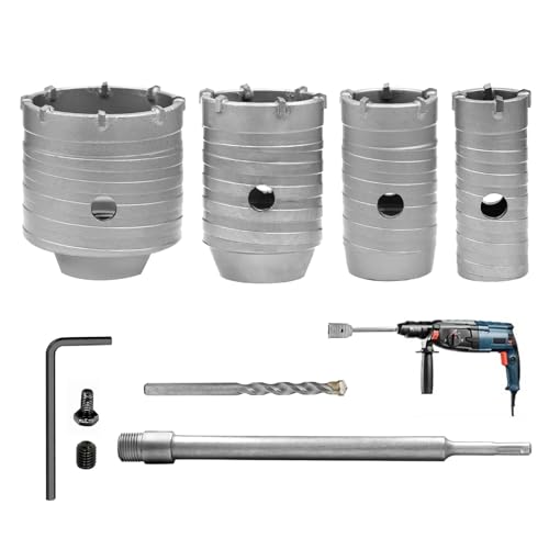 Kit de forets à béton à sec, forets à béton à sec, scie cloche avec poignée ronde de 320 mm, queue SDS Plus avec foret de30, 40, 50 et 68 mm, foretspour maçonnerie, brique, pierre