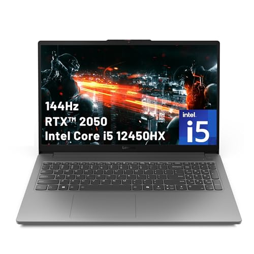 Lenovo LOQ 15.6" 144Hz FHD Gaming Laptop, Intel Core i5-12450HX, NVIDIA GeForce RTX 2050 4GB GDDR6, 16GB DDR5, 1TB PCIe SSD, Wi-Fi 6, HD 720p Camera, Win 11 Home, Gray (Renewed)