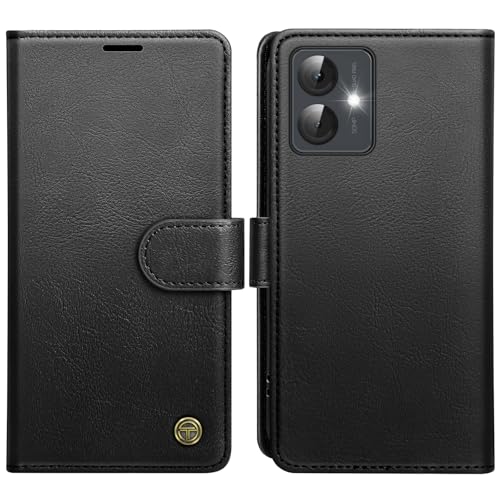 AIMOYU for Motorola Moto G14 Case Flip Wallet Leather Phone Case with [4 Card Slots] [Kickstand] [RFID Blocking] Magnetic Protective Shockproof Cover for Motorola Moto G14 Phone Case - Black