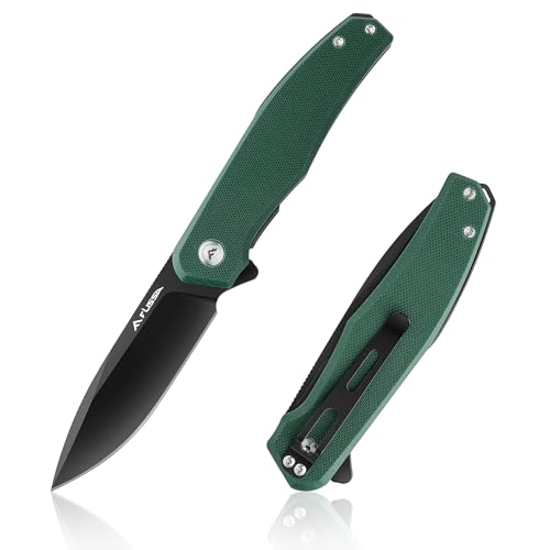 FLISSA Folding Pocket Knife, 4.5" G10 Handle EDC Knife with D2 Steel Blade, Liner lock and Pocket Clip, Tactical Knives for Men Women, Uesd for Outdoor, Survival, Hunting and Camping (Green)