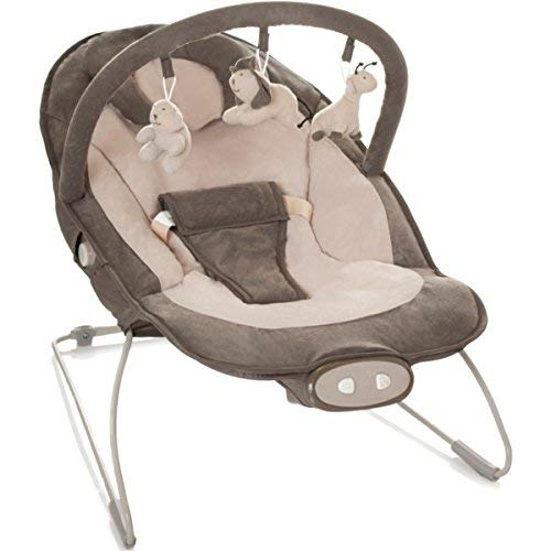 Babywippe/Babywiege/Babyschaukel (Inklusive Spielbogen mit 3 Figuren) + Vibrationsfunktion & Musikfunktion (12 Melodien) (BRAUN/BEIGE)