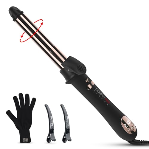360° Rotating Automatic Hair Curler, PARWIN PRO BEAUTY 25MM Hair Curling Wand, Nano Titanium Coating Curling Tongs, Rotating Curling Iron with LCD Display, Dual Voltag, 120-210℃