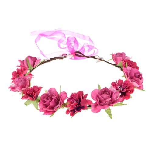Love Sweety Delicate Dew Women Flower Headband Bridal Floral Crown Wreath Girls BOHO Garland Halo(Peach)