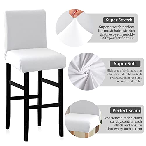 Miniatura 3 de Jaotto Fundas De Silla De Bar 4 Piezas,Fundas Para Taburetes Cuadrados De Cocina,Modernas Fundas Taburetes Altos Giratoria Corta Silla Lavable,Cubiertas Para Taburete De Bar Blanco,4 Pack