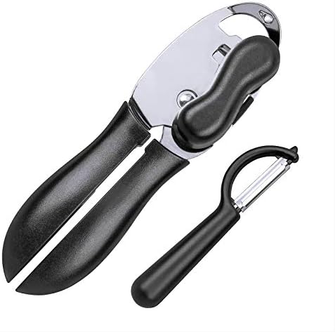 ZEVEZ Can Opener Manual Durable Stainless Steel Can Openers for Seniors with Arthritis Smooth Edge Ultra Sharp Cutting Tools Commercial Can Opener with 1 Vegetable Peeler