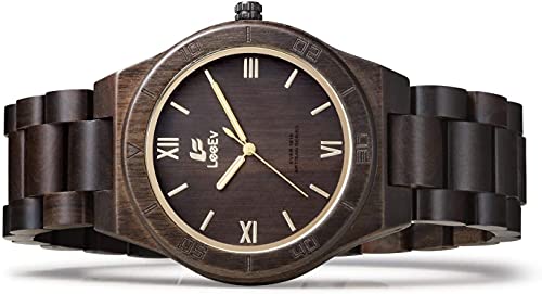 Relojes de madera para hombres con correa de cuarzo informal marrón 3