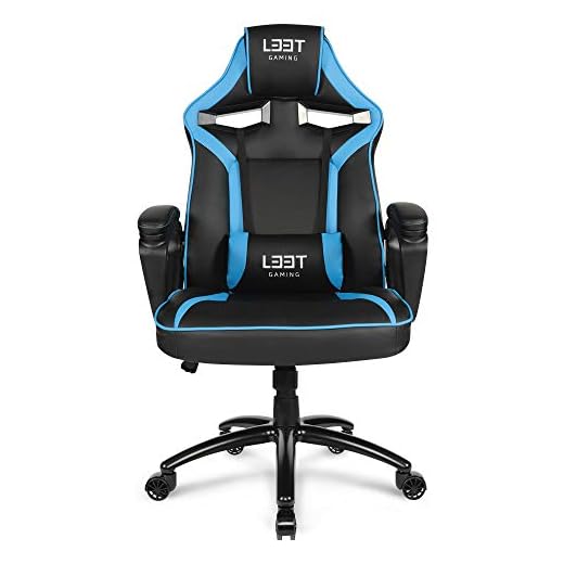 L33T spelstol HQ kontorsstol ergonomisk chefstol E-sport PC-stol med nack-, och ländryggskudde, PU-läderöverdrag, högt ryggstöd, justerbar skrivbordsstol E-sport spelstol
