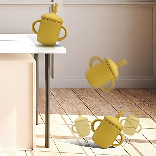 Aiheart Training Cup 5Oz Sippy Cup Kids Silicone Toddler Cup Baby Silicone Cup With Silicone Handle、Leak-Proof Lid And Silicone Straws Bpa-Free/For Infants And Kids(Yellow) #TOP4