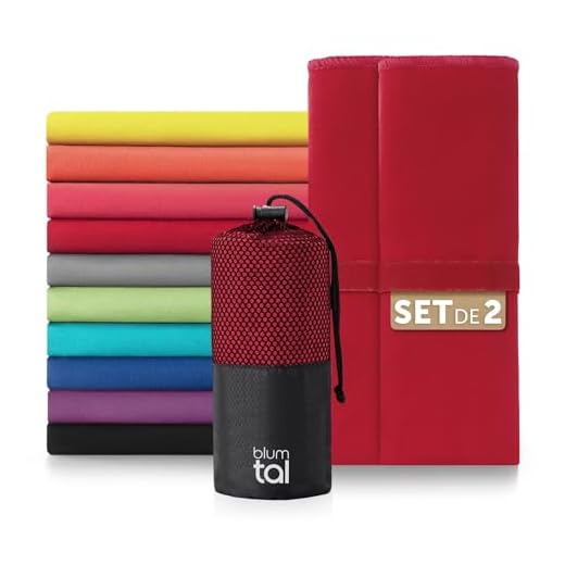 Blumtal Set de 2 Toallas de Microfibra - 80x40 cm, Secado Rápido para Gimnasio - Pequeña, Rojo