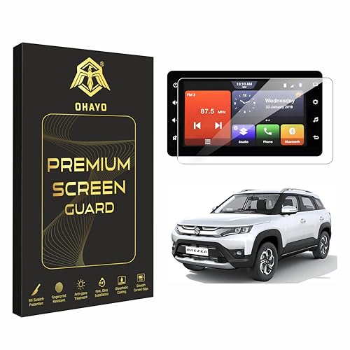 Image of OHAYO Touchscreen Guard for Maruti Suzuki New Brezza 2022+ (VXI /ZXI) | 7 Inch Infotainment Display Protector | GPS & Music System Screen Guard | Glossy Clear Finish | With Installation Kit