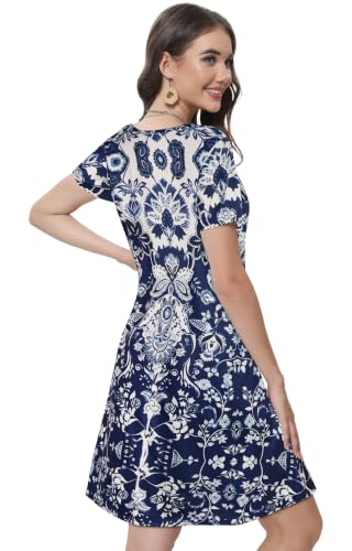 Image of Summer Dresses for Women Casual Tshirt Dress Beach Sundress with Pockets