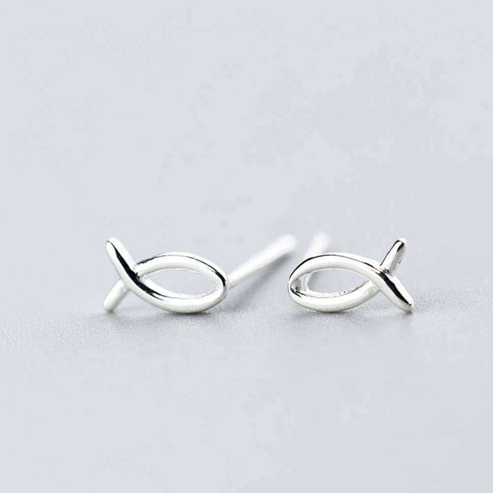 Boucles d'oreilles poisson creux S925 anti-allergie style coréen mignon