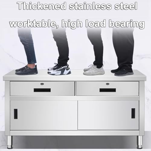 Kassierer-Schreibtisch aus Edelstahl mit Schublade, robuste Metall-Werkbank für Küche, Labor und Vorbereitung (100,1 x 60 x 80 cm) – und vielseitiger Tisch