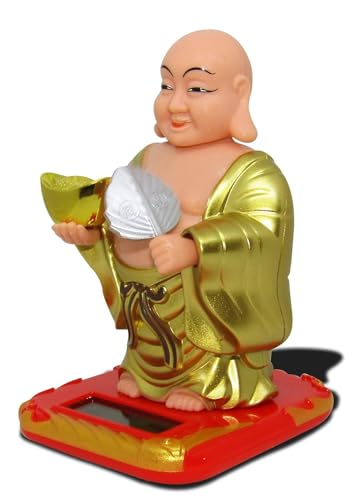 Image of WinsomeCollection Monk Hand and Head Moving Baby Laughing Lord Buddha Idol Statue Solar Powered Dancing Showpiece Gift Item Car Dashboard Decoration Room Office Hotel Home Decor