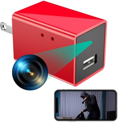 Hidden Spy Camera 1080P WiFi Wireless Small HD Home Office Security Camera Compact Surveillance Monitoring Cameras Micro Indoor Cameras with Motion Detection Remote App Control (Red)