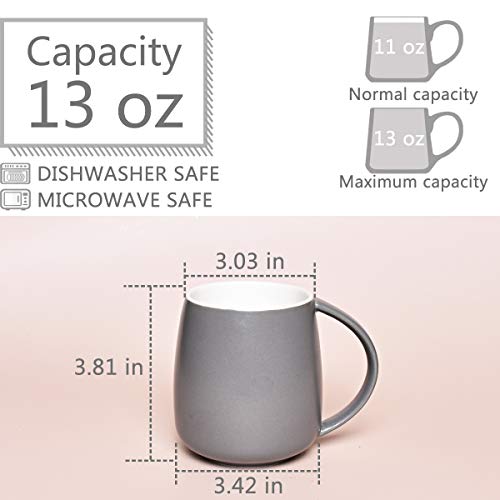 Bosmarlin Matte Ceramic Coffee Mug, Grey Tea Cup For Office And Home, 13 Oz, Dishwasher And Microwave Safe, 1 Pack (Grey) #TOP1