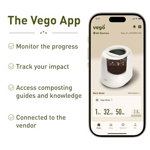 Vego-Kitchen-Composter-4L-Electric-Composter-Coutertop-5-Modes-Weight-Based-Smart-Compost-Bin-with-App-Odorless-Auto-Cleaning-Food-Waste-Compost-Machine-Indoor-White