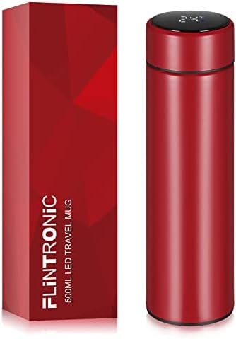 flintronic Travel Mugs, Insulated Water Bottle, 500ml LED Temperature Display Smart Water Cup, Stainless Steel Vacuum Drink Flasks, Hot&Cold Sport Drink Bottle for Cycling, Gym, Home, Office
