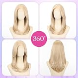 testar 13 x 4 peruka z przodu blond, syntetyczna, proste włosy, naturalna linia włosów, włókno odporne na wysokie temperatury, 50 cm, do codziennego użytku